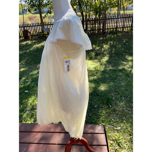 Miss Elaine Silk Essence Cream Nightgown M Lace Trim Nylon Short Sleeves Made In - Picture 7 of 13